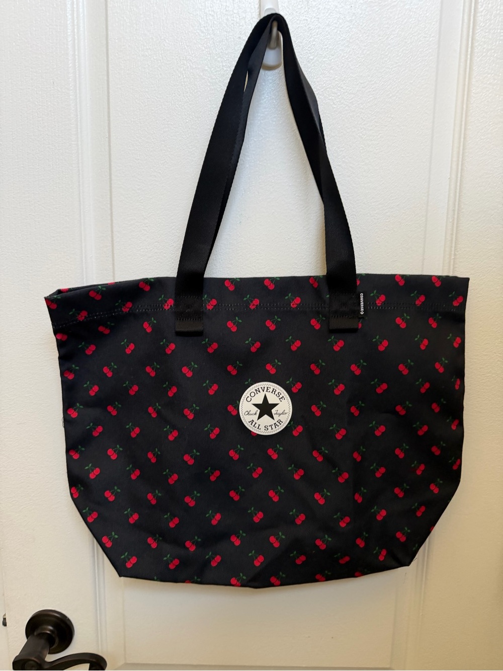 Converse Cherry print tote bag black